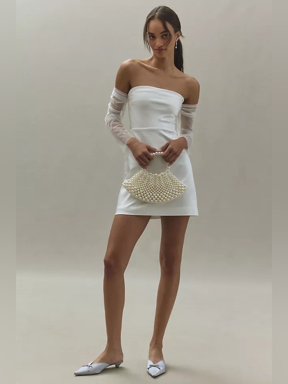 Ivory Off the Shoukder Bridal Mini Dress